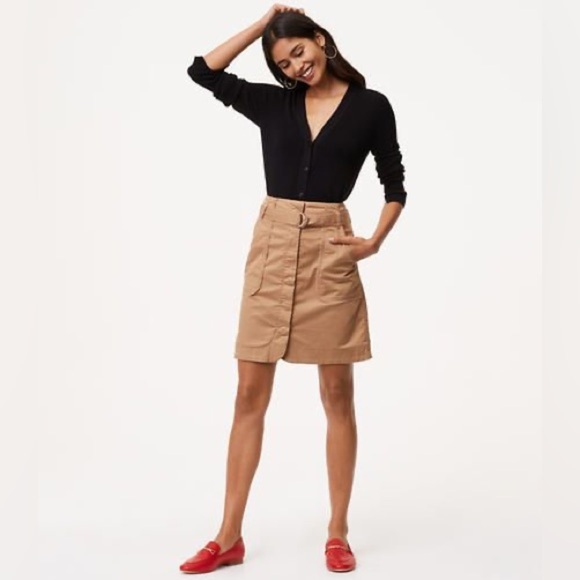 LOFT Belted Khaki Skirt in Tan - Picture 7 of 7